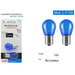 LAMPADINE DI POSIZIONE AUTO BA15S 12 V 21 W LUCE FREDDA ALOGENA NO CANBUS L-P109
