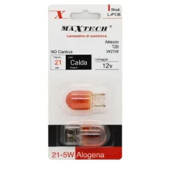 LAMPADINE DI POSIZIONE AUTO T20 W21W 12V 21W NO CANBUS LUCE CALDA ALOGENA L-P136