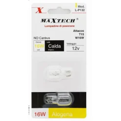 LAMPADINE DI POSIZIONE AUTO T15 W16W 12V 16W LUCE CALDA ALOGENA NO CANBUS L-P132