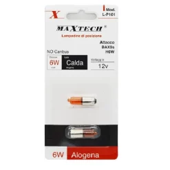 LAMPADINE DI POSIZIONE AUTO BAX9S H6W 12V 6W LUCE CALDA ALOGENA NO CANBUS L-P101
