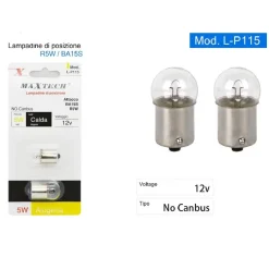LAMPADINE DI POSIZIONE AUTO BA15S R5W L-P115 LUCE CALDA 12V 5W ALOGENA NO CANBUS