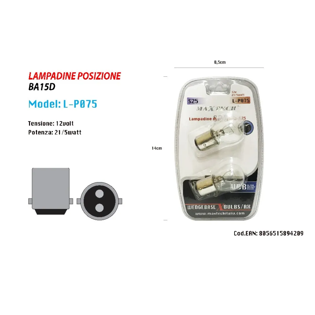 LAMPADINE DI POSIZIONE BA15D S25 LAMPADINE LUMINOSE 12V 21/5 WATT RICAMBIO AUTO