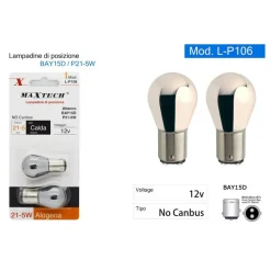 LAMPADINE DI POSIZIONE BAY15D 12V 21-5W AUTO LUCE CALDA ALOGENA NO CANBUS L-P106