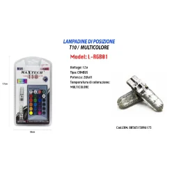 LAMPADINE DI POSIZIONE T10 CON TELECOMANDO RGB LUCI PER AUTO 12V MAXTECH L-RGB01