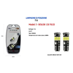 LAMPADINE DI POSIZIONE T10 MAXTECH T-105630 12V 9LED CANBUS ULTRA LUMINOSE 6000K