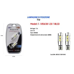 LAMPADINE DI POSIZIONE T10 MAXTECH T-105630 12V 10LED ULTRA LUMINOSE CANBUS 6000K