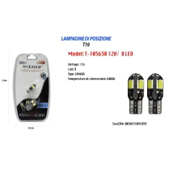 LAMPADINE DI POSIZIONE T10 MAXTECH T-105630 12V 8 LED LAMPADINE ULTRA LUMINOSE