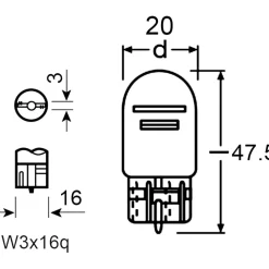 LAMPADINE DI POSIZIONE T20 12 V 21 / 5 W MAXTECH L-P094 LAMPADINE ULTRA LUMINOSE
