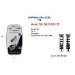 LAMPADINE DI POSIZIONE T10 LAMPADINE ULTRA LUMINOSE MAXTECH T101210 12V 24LED