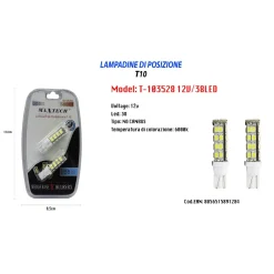 LAMPADINE DI POSIZIONE 12V 38LED T10 MAXTECH T-103528 LAMPADINE ULTRA LUMINOSE