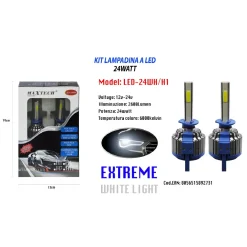 LAMPADINE LED PER AUTO H1 24W 12V 24V COPPIA LAMPADE RICAMBIO MAXTECH LED-24WH/H1