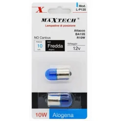 LAMPADINE POSIZIONE BA15S AUTO R10W 12V LUCE FREDDA ALOGENA 10W NO CANBUS L-P120
