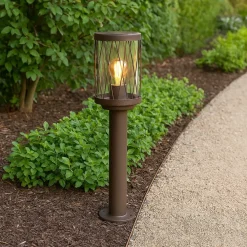 LAMPIONCINO DA ESTERNO IN ALLUMINIO ROSSO RUGGINE DA GIARDINO MODERNO E27 IP44 PT-01