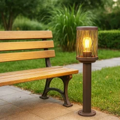 LAMPIONCINO DA ESTERNO IN ALLUMINIO ROSSO RUGGINE DA GIARDINO MODERNO E27 IP44 PT-01