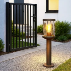 LAMPIONCINO DA ESTERNO IN ALLUMINIO ROSSO RUGGINE DA GIARDINO MODERNO E27 IP44 PT-01