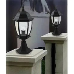 LAMPIONE DA GIARDINO 48CM LANTERNA IN VETRO E27 LUCE DA ESTERNO ALLUMINIO ES45