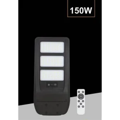 LAMPIONE FARETTO SOLARE 150W CON SENSORE CREPUSCOLARE LUCE NATURALE 4000K TR-150W