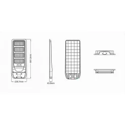 LAMPIONE FARETTO SOLARE 200W CON SENSORE CREPUSCOLARE LUCE NATURALE 4000K TR-200W