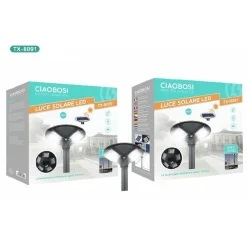 LAMPIONE FARO GIARDINO STRADALE CREPUSCOLARE UFO PANNELLO SOLARE LED 500W TX-8091