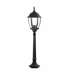 LAMPIONE GIARDINO 870 MM NERO LANTERNA IN VETRO E27 LUCE ESTERNO ALLUMINIO ES39