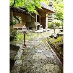 LAMPIONE GIARDINO BRONZO 870MM LANTERNA IN VETRO E27 LUCE ESTERNO ALLUMINIO ES39