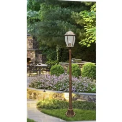 LAMPIONE GIARDINO LANTERNA VETRO E27 LUCE ESTERNO ALLUMINIO 178X24CM BRONZO ES35