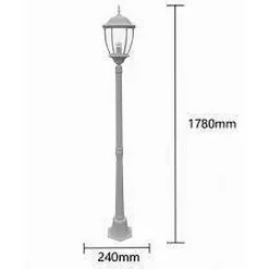 LAMPIONE GIARDINO LANTERNA VETRO E27 LUCE ESTERNO ALLUMINIO 178X24CM GRIGIO ES35