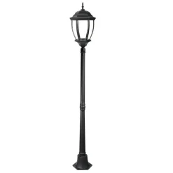 LAMPIONE GIARDINO LANTERNA NERO VETRO E27 LUCE ESTERNO ALLUMINIO 178X24 CM ES35