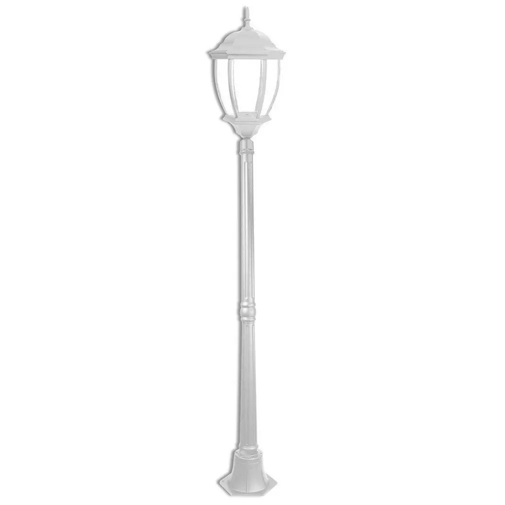 LAMPIONE GIARDINO LANTERNA VETRO E27 LUCE ESTERNO ALLUMINIO 178X24CM ES35 BIANCO
