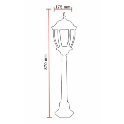LAMPIONE GIARDINO 870MM LANTERNA IN VETRO E27 LUCE ESTERNO ALLUMINIO ES39 GRIGIO