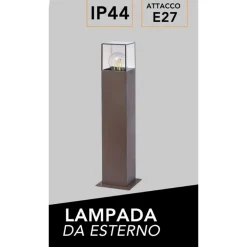 LAMPIONE GIARDINO PER VIALETTI LAMPIONCINO ROSSO RUGGINE DA ESTERNO IP44 ATTACCO E27 B440