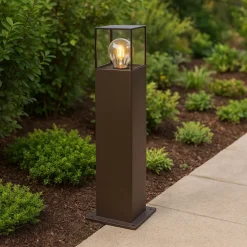 LAMPIONE GIARDINO PER VIALETTI LAMPIONCINO ROSSO RUGGINE DA ESTERNO IP44 ATTACCO E27 B440