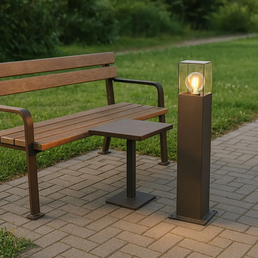 LAMPIONE GIARDINO PER VIALETTI LAMPIONCINO ROSSO RUGGINE DA ESTERNO IP44 ATTACCO E27 B440