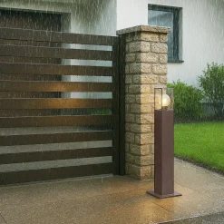 LAMPIONE GIARDINO PER VIALETTI LAMPIONCINO ROSSO RUGGINE DA ESTERNO IP44 ATTACCO E27 B440