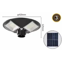 LAMPIONE LED CIRCOLARE CON PANNELLO SOLARE SENSORE MOVIMENTO IP65 100W LT112-120-7000K