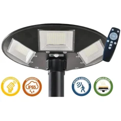 LAMPIONE LED CON PANNELLO ENERGIA SOLARE 200 W IP65 SENSORE MOVIMENTO SO-GD-200W