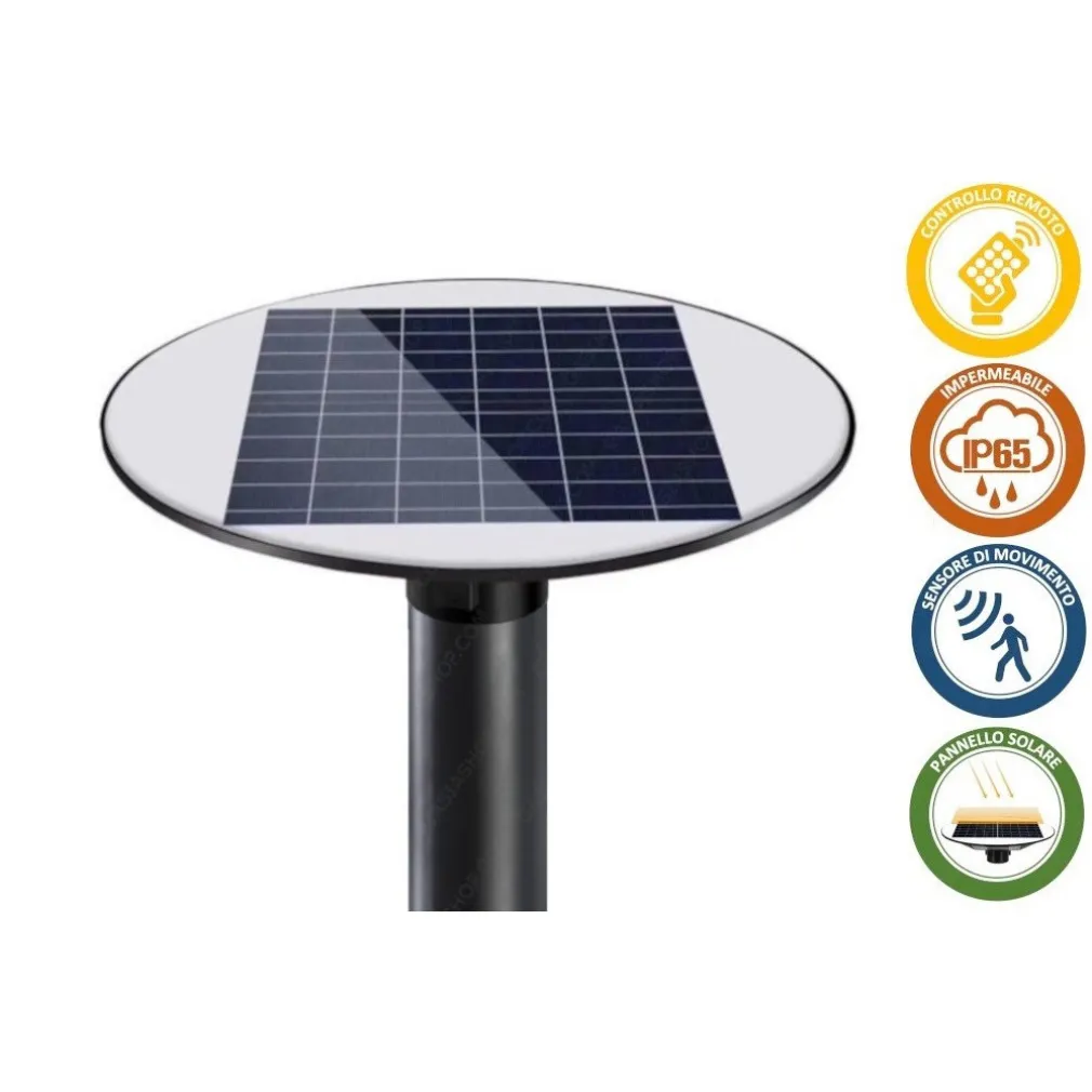 LAMPIONE LED CON PANNELLO ENERGIA SOLARE 200 W IP65 SENSORE MOVIMENTO SO-GD-200W