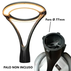 LAMPIONE MODERNO LED 100W CERCHIO FUNGO IP65 LUCE ESTERNI GIARDINO CORTILE GD-100W