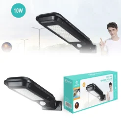 LAMPIONE PANNELLO SOLARE SENSORE FOTOVOLTAICO 60 LED FARO STRADALE 10 W TX-9327