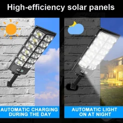 LAMPIONE SOLARE DA 10000 LUMEN CON SENSORE DI MOVIMENTO E TELECOMANDO A LED IP65