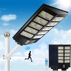 LAMPIONE SOLARE LED LUCE 6500K 800LED SENSORE MOVIMENTO INFRAROSSI IMPERMEABILE IP67