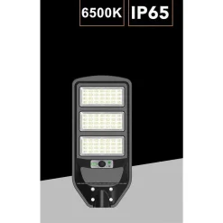 LAMPIONE SOLARE LED 180W SENSORE MOVIMENTO PIR TELECOMANDO IP65 ESTERNO J02-180W-F