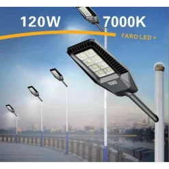 LAMPIONE STRADALE FARO A LED SOLARE PER ESTERNO 120 W LUCE 7000K SL-606-200-7000K