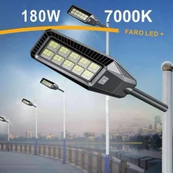LAMPIONE STRADALE FARO A LED SOLARE PER ESTERNO 180W LUCE 7000K SL-606-250-7000K