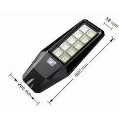 LAMPIONE STRADALE FARO A LED SOLARE PER ESTERNO 180W LUCE 7000K SL-606-250-7000K