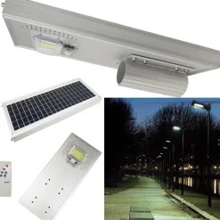 LAMPIONE STRADALE FARO FARETTO ENERGIA SOLARE LED FOTOVOLTAICO LUCE 50W JD1950