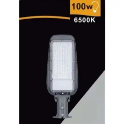 LAMPIONE STRADALE LED 100 W 9000LM GRIGIO IP65 LUCE BIANCO FREDDO 6500K RL02-100W