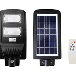 LAMPIONE STRADALE LED 60W PANNELLO FOTOVOLTAICO ENERGIA SOLARE CREPUSCOLARE IP65