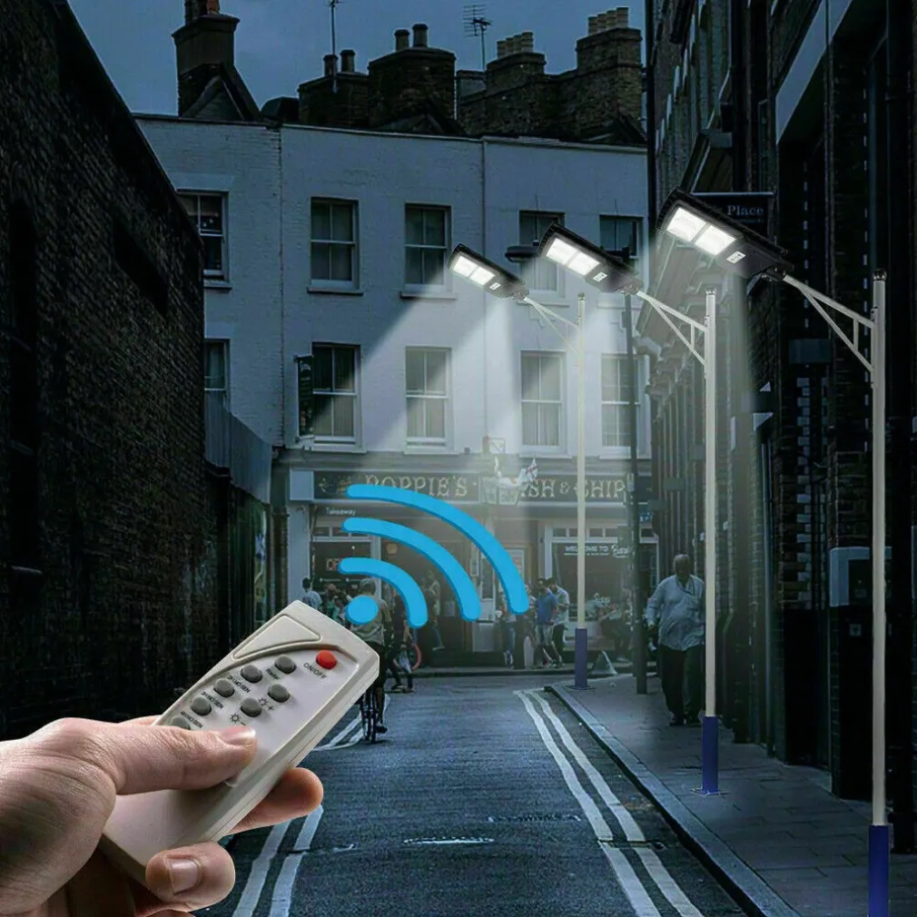 LAMPIONE STRADALE 120LED 120W PANNELLO FOTOVOLTAICO ENERGIA SOLARE ESTERNO IP65