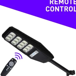 LAMPIONE STRADALE LUCE ENERGIA SOLARE LED 200WATT SENSORE PIR STAFFA TELECOMANDO